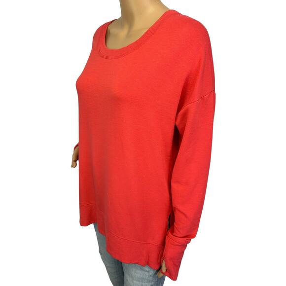 Athleta Coaster Luxe Sweatshirt Coral Red Orange Modal Size M - Picture 4 of 11